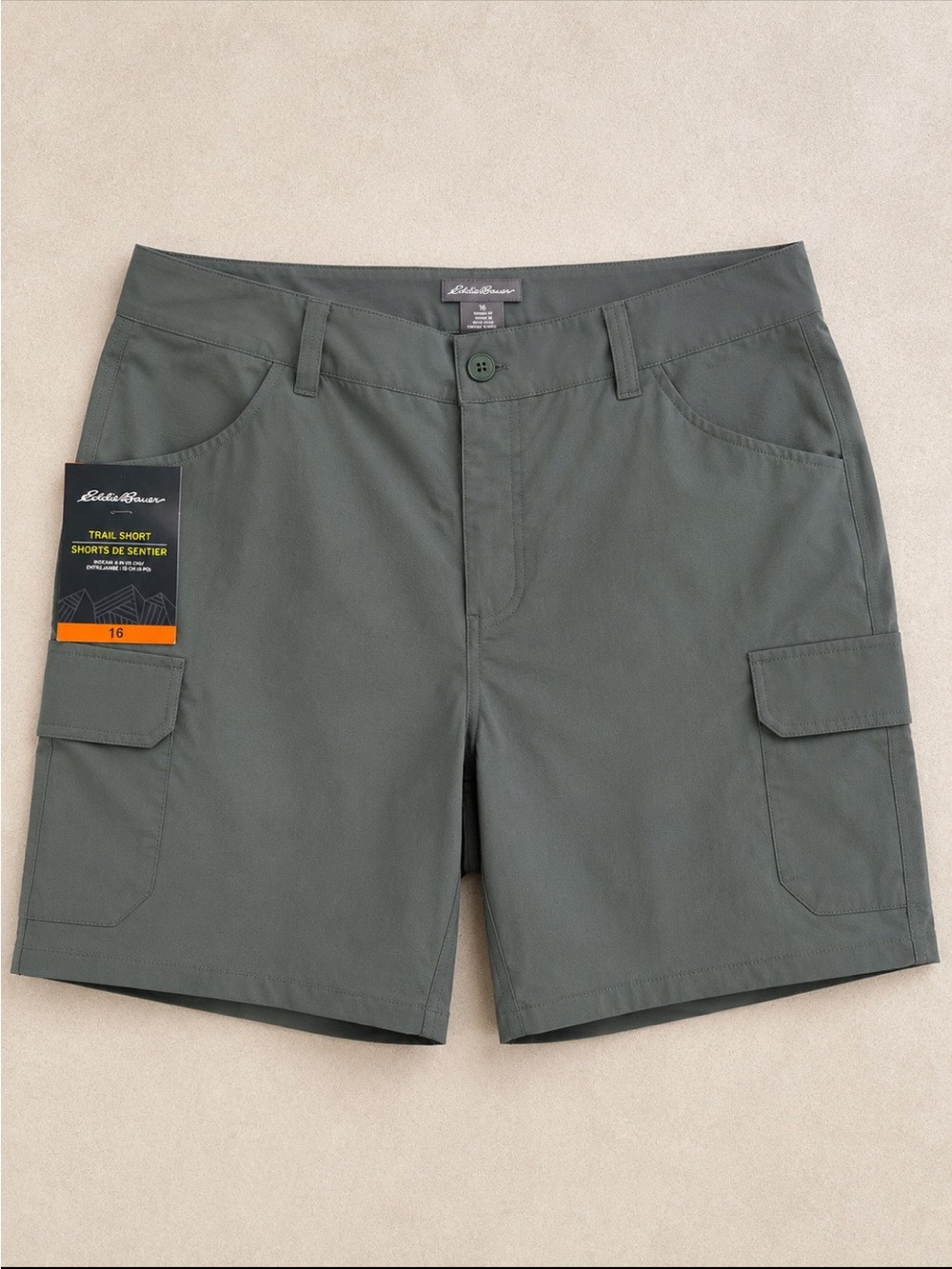 Eddie Bauer Trail Shorts Women 16 Olive Green Cargo Nylon Hiking Outdoor 2023